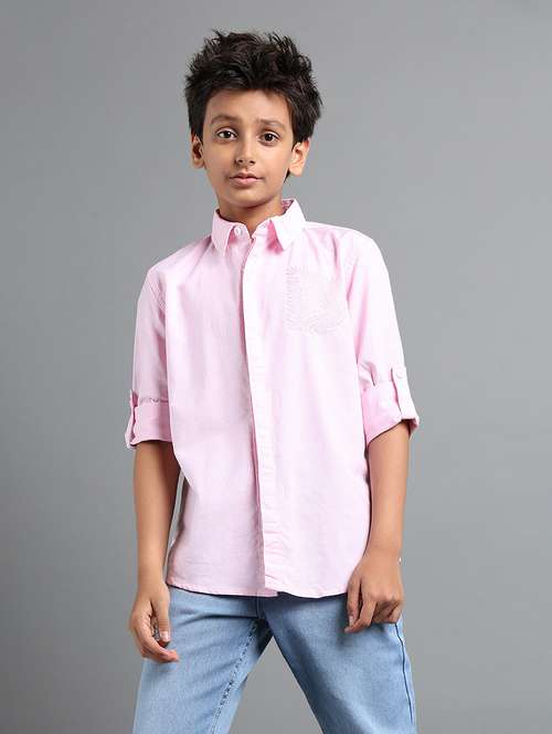 boys solid long sleeve collared shirt - 22106338 - Standard Image - 0