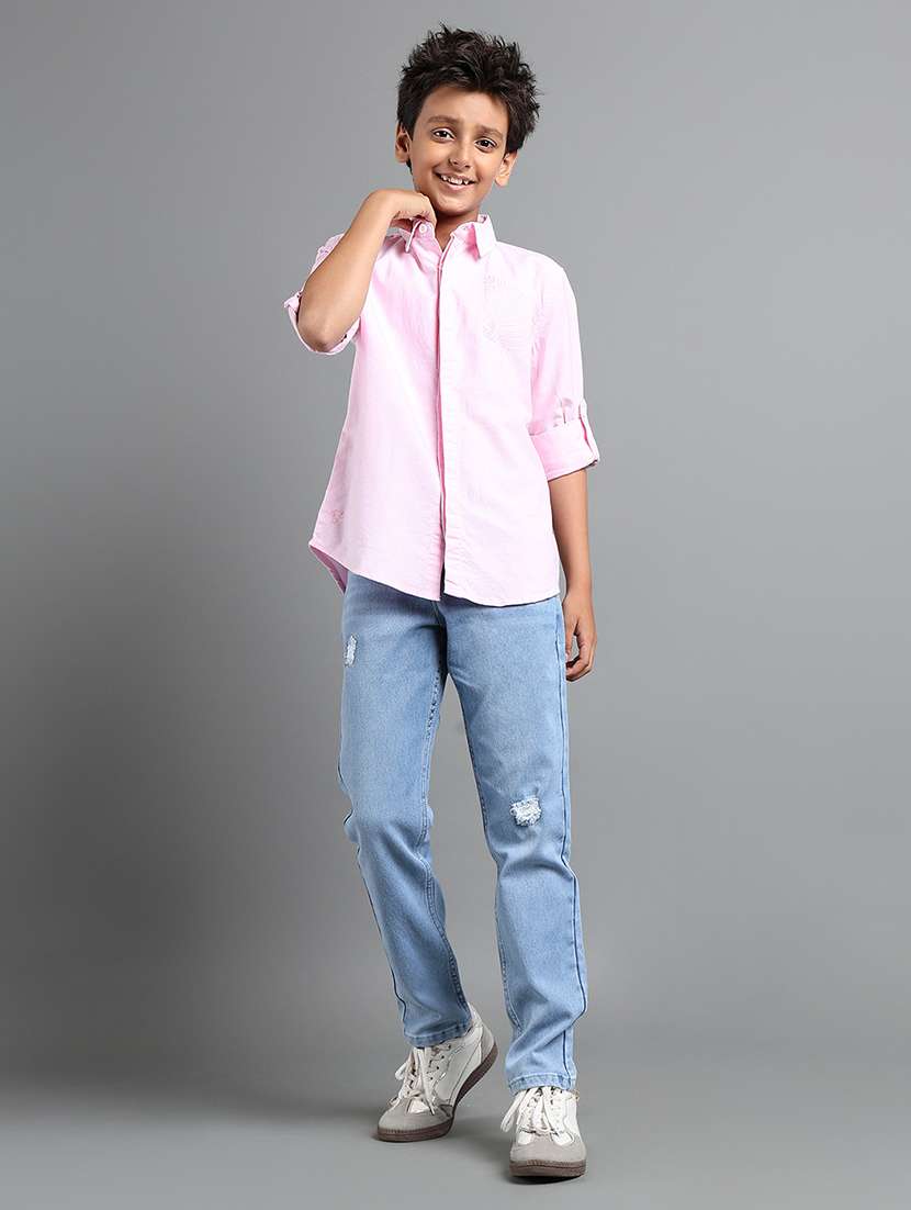 boys solid long sleeve collared shirt - 22106338 - Standard Image - 3
