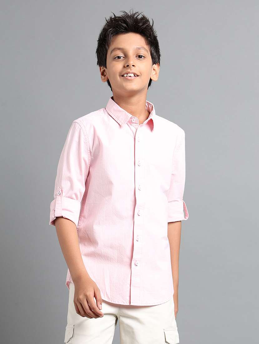 boys solid long sleeve collared shirt