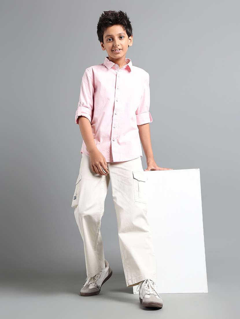 boys solid long sleeve collared shirt - 22106339 -  Standard Image - 3