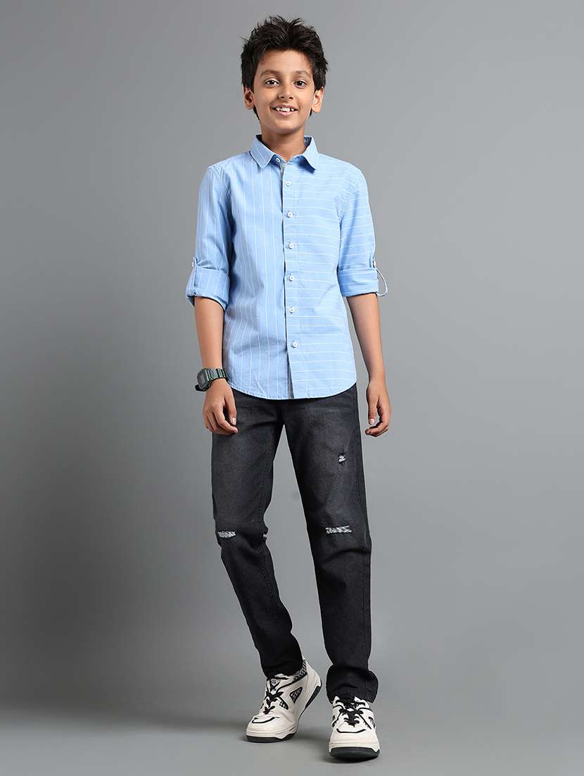 boys striped long sleeve collared shirt - 22106340 -  Standard Image - 3