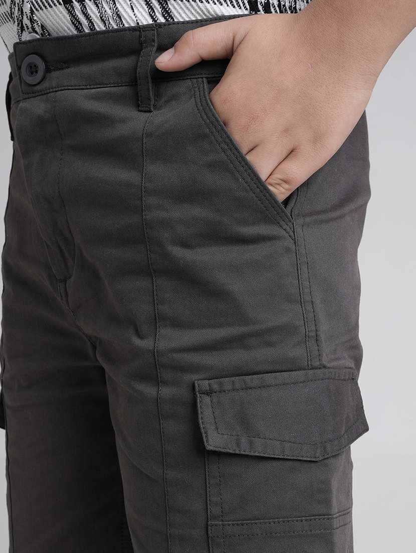 boys solid mid rise cargo shorts  - 22106341 -  Standard Image - 3