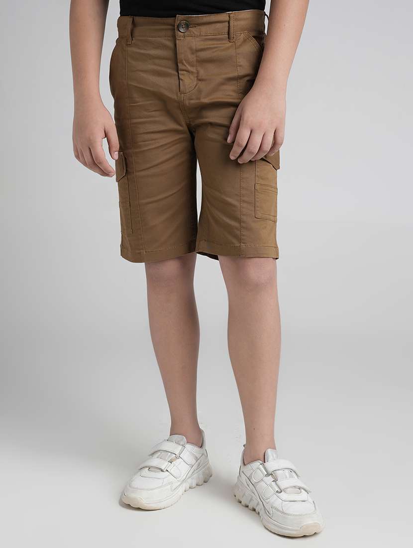 boys solid mid rise cargo shorts 