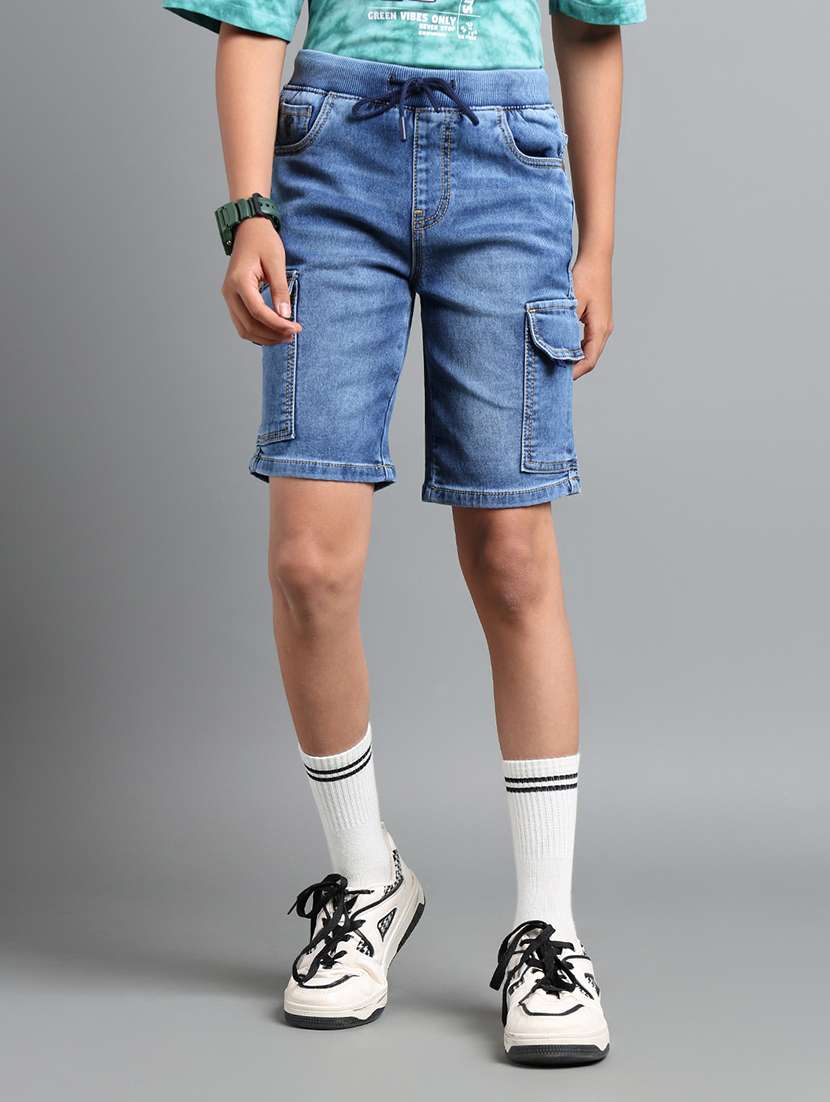 boys solid mid rise cargo shorts 