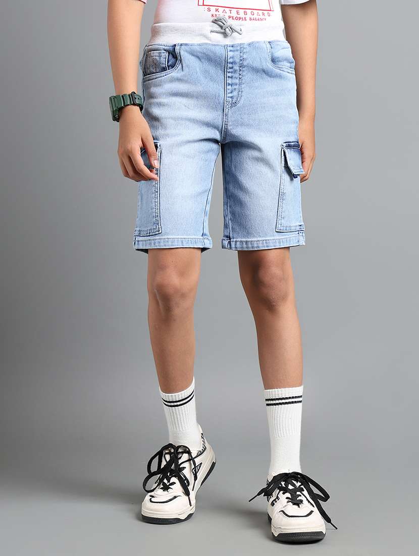 boys solid mid rise cargo shorts 