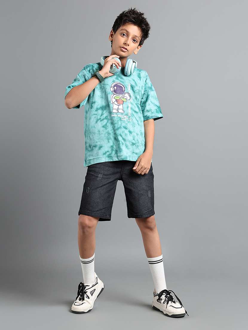 boys solid mid rise denim shorts - 22106346 - Standard Image - 3