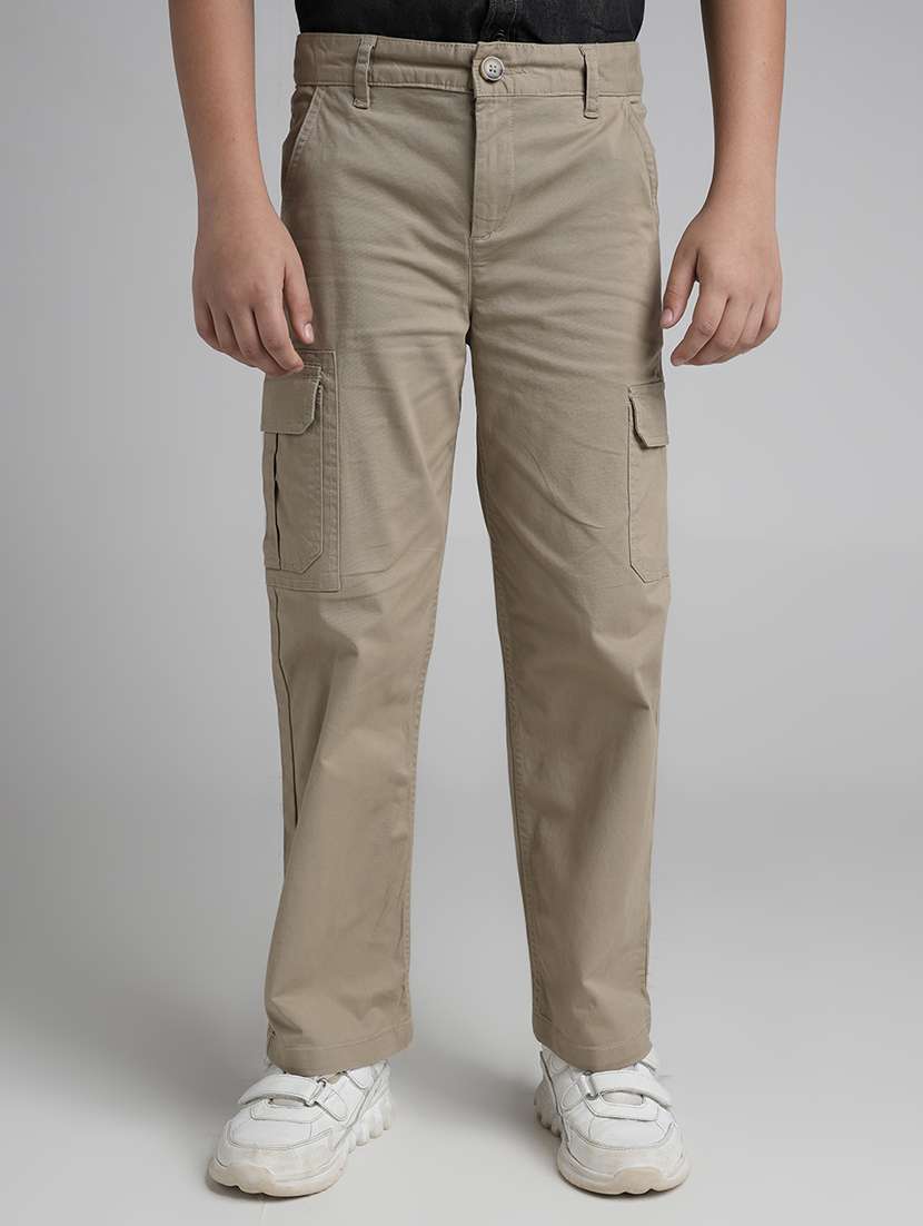 boys solid mid rise cargo