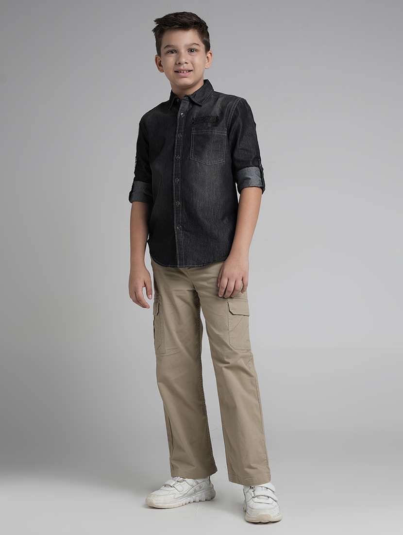 boys solid mid rise cargo - 22106349 -  Standard Image - 3