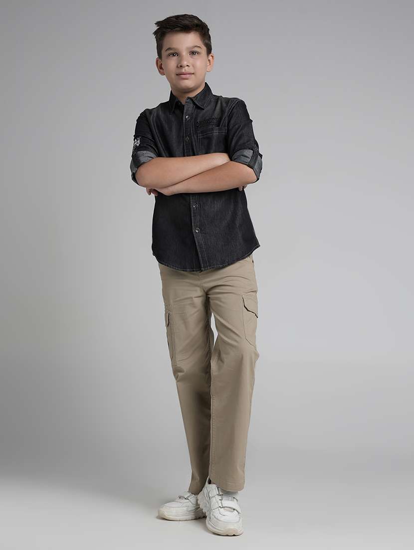 boys solid mid rise cargo - 22106349 -  Standard Image - 5