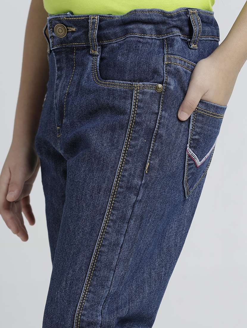 girls solid mid rise relaxed fit jean - 22106360 -  Standard Image - 5