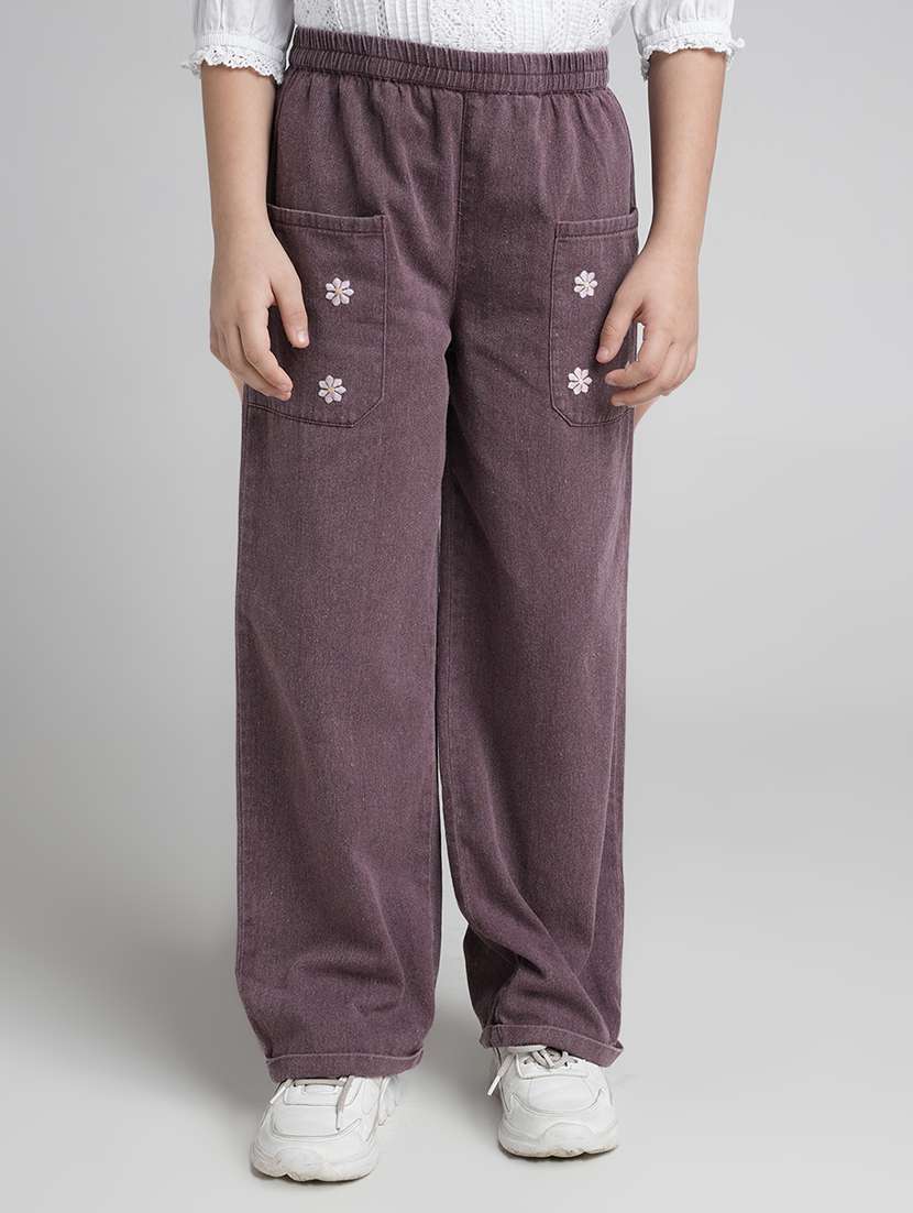maroon cotton casual trouser