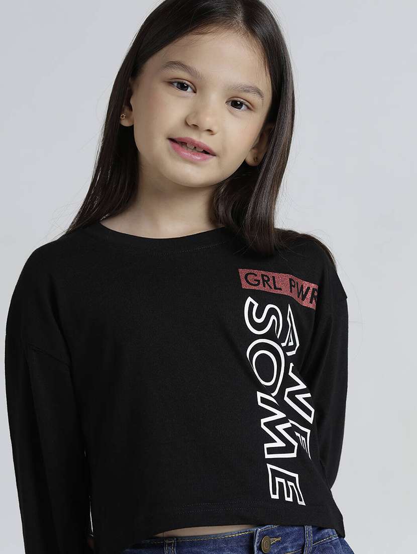 Girls Printed Round Neck Long Sleeve Tee - 22106369 -  Standard Image - 3