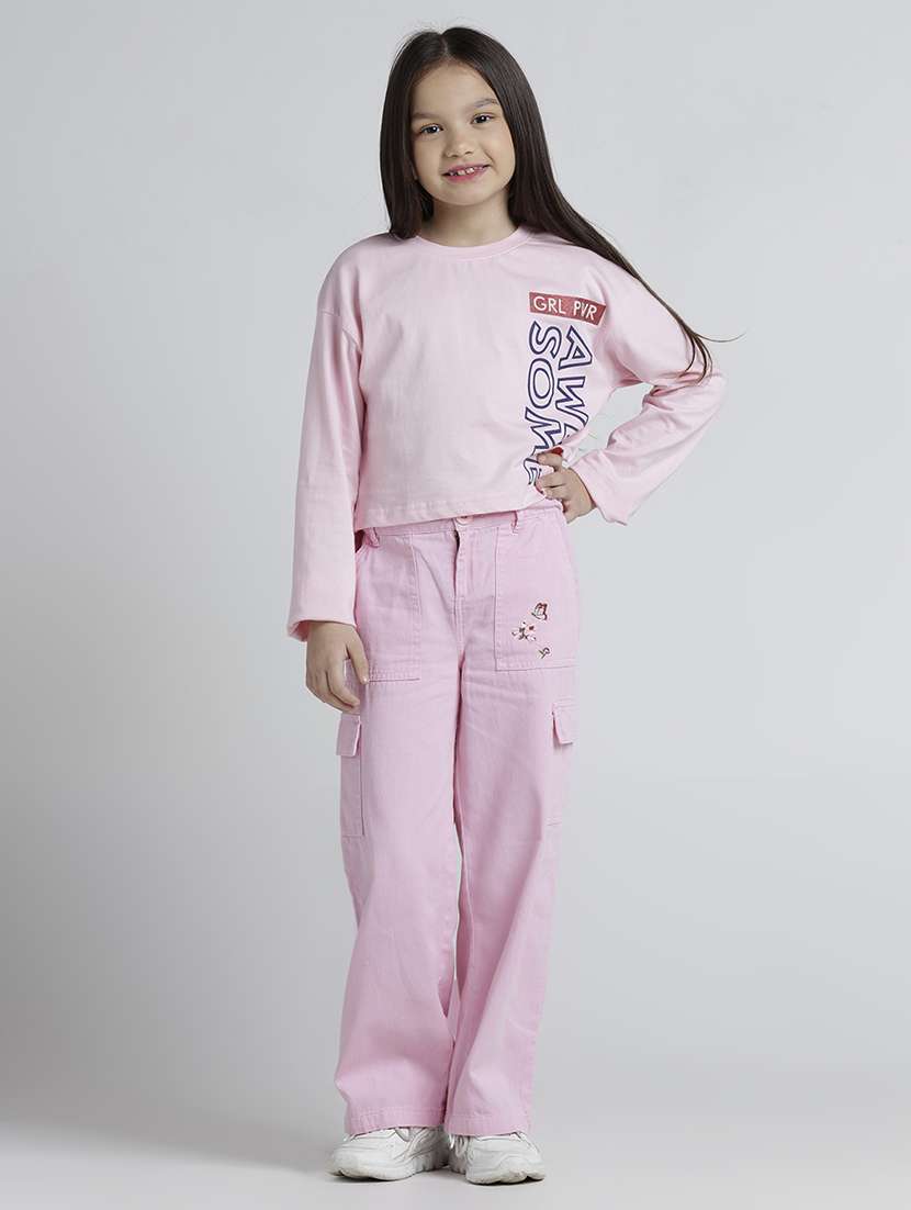 girls printed short sleeve crop tee