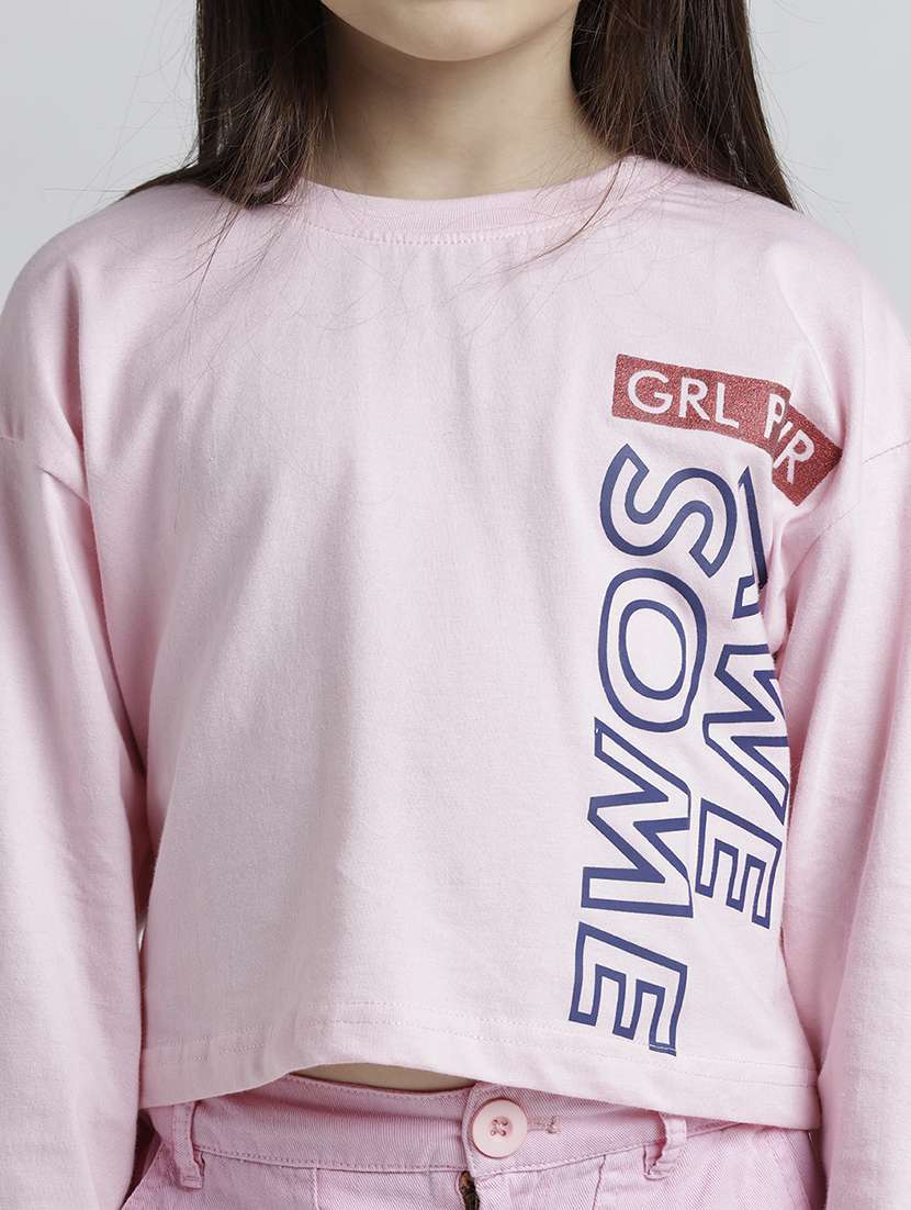 Girls Printed Short Sleeve Crop Tee - 22106370 -  Standard Image - 5