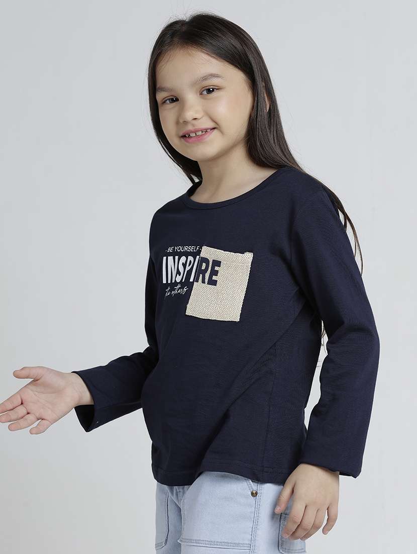 girls printed round neck long sleeve tee