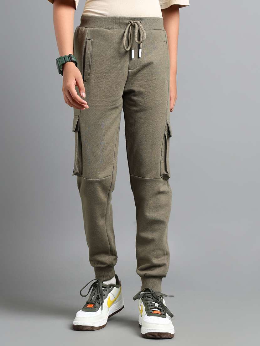 boys solid mid rise cargo jogger