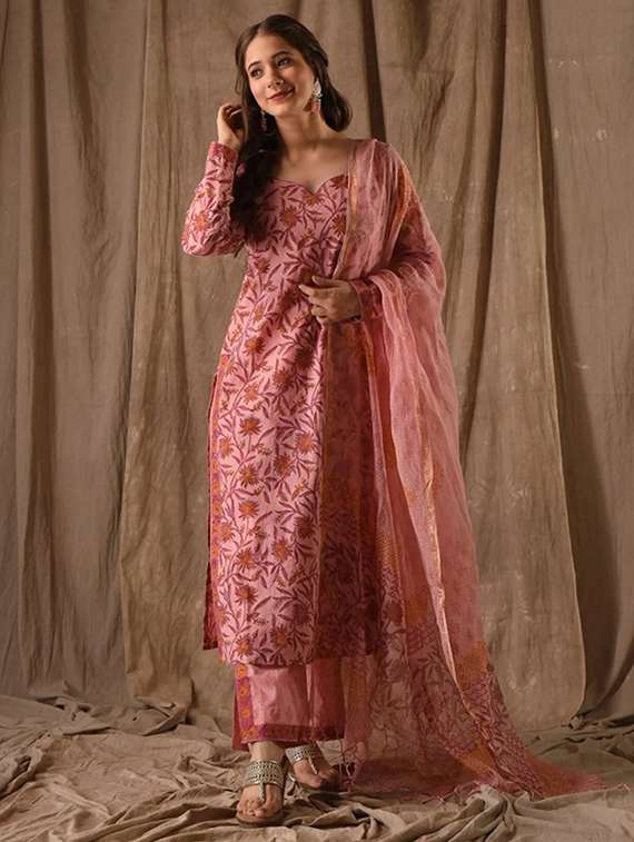 women floral long sleeve kurta pant with dupatta set - 22106401 - Standard Image - 3