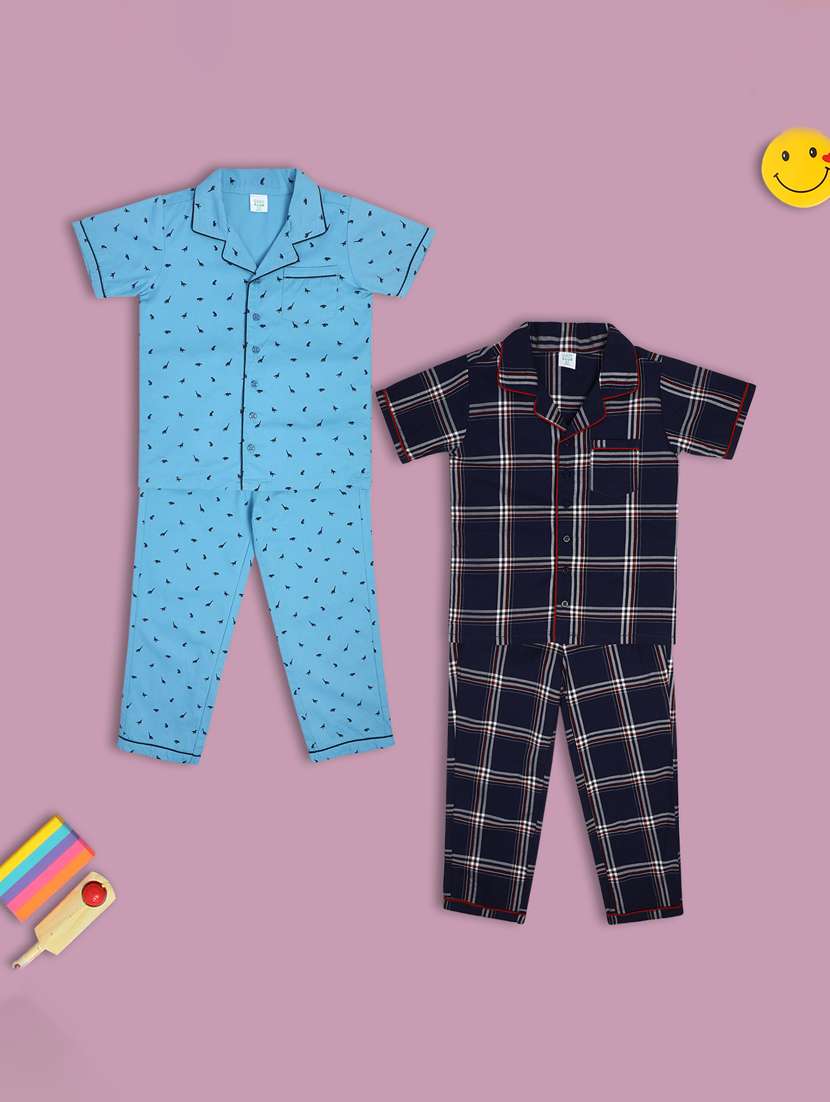 boys pack of 2 printed nightwear pyjama set