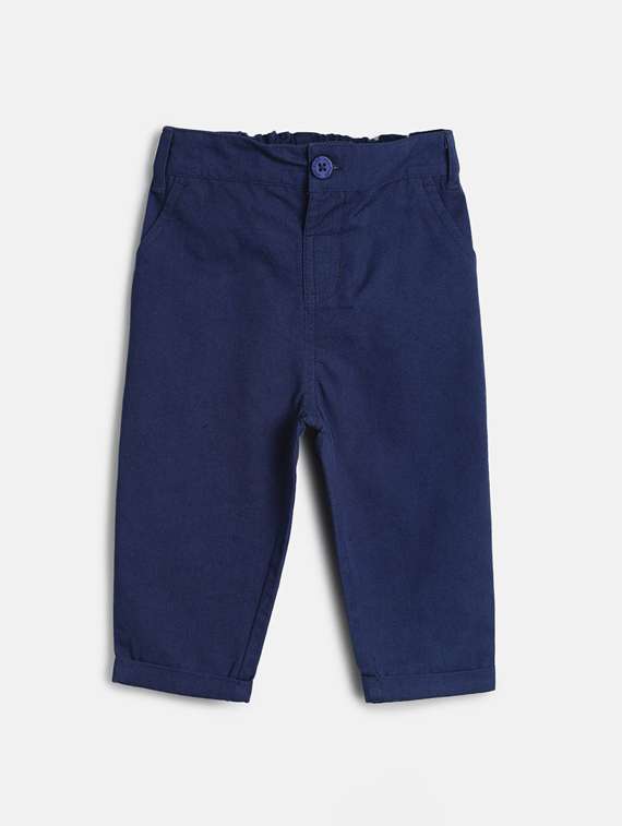 boys solid mid rise trouser
