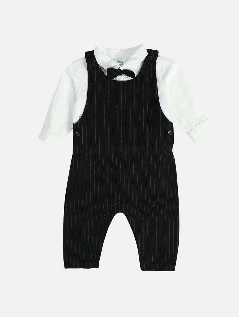boys striped shirt and dungaree co-ord set