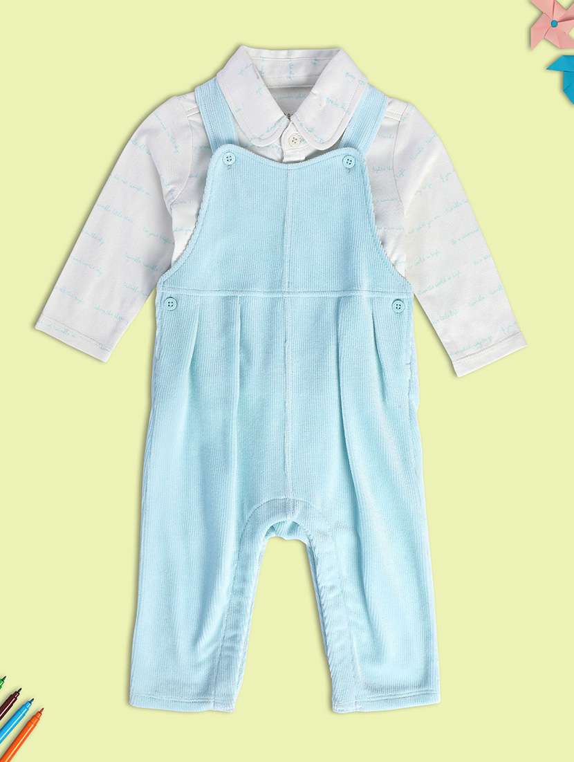 boys solid long sleeve dungaree set