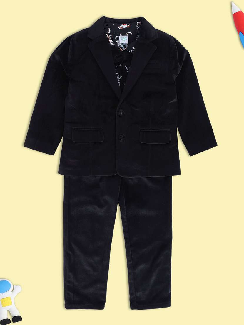 boys solid long sleeve 3 piece suit set