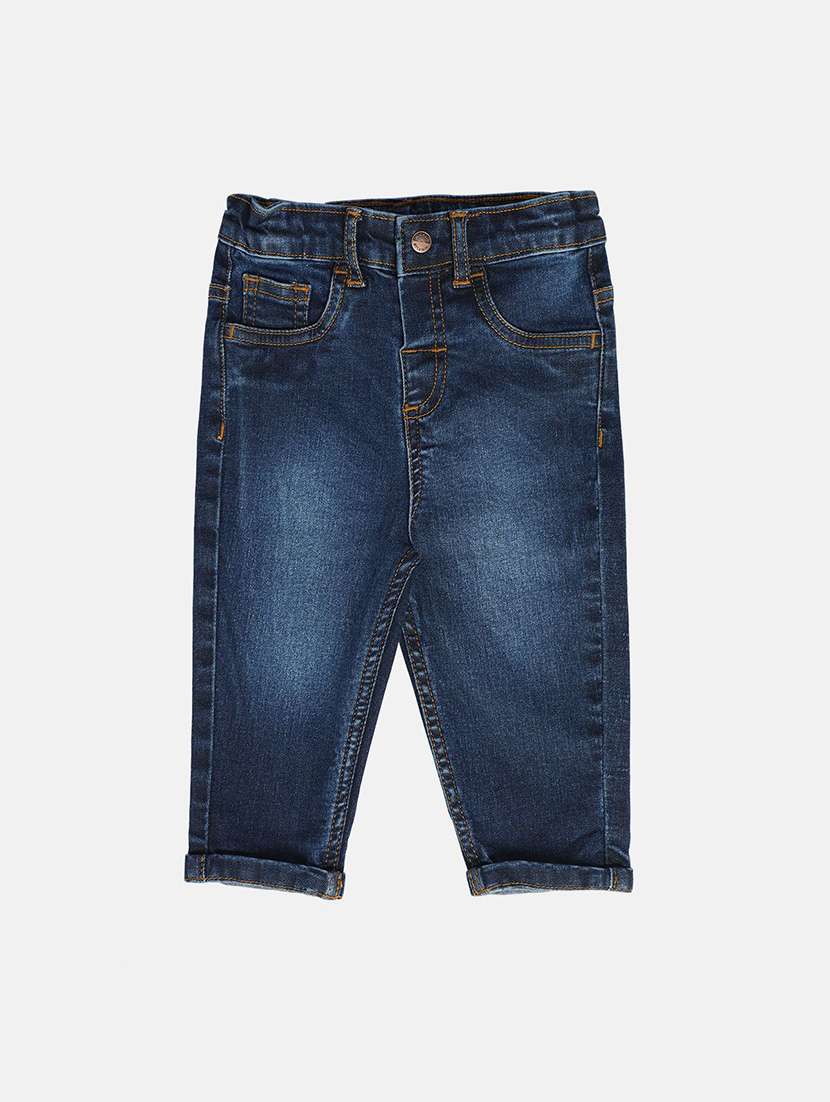 boys solid mid rise slim fit jean
