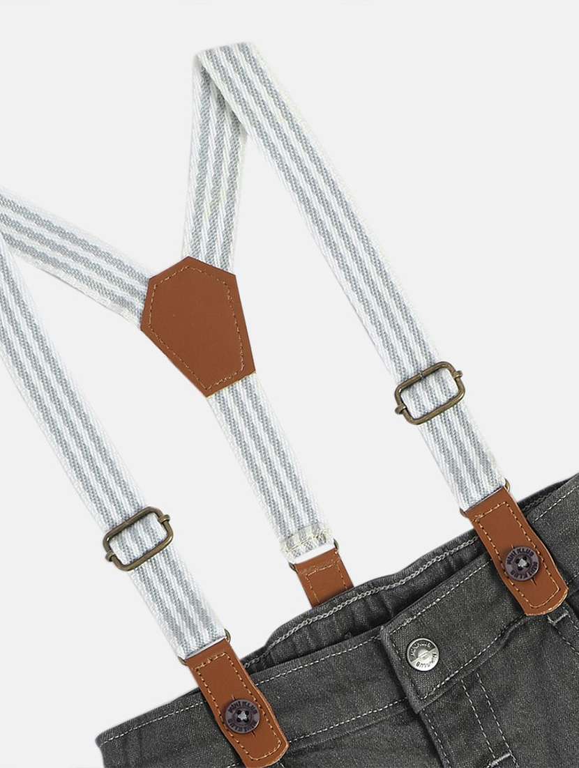 boys solid mid rise slim fit jean with suspender - 22106615 -  Standard Image - 3