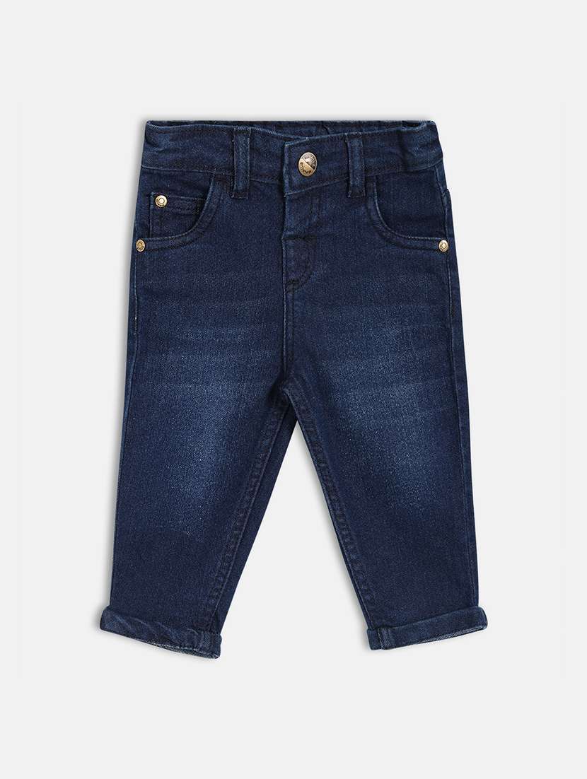 boys solid mid rise slim fit jean