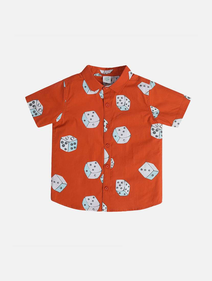 boys printed short sleeve collared shirt