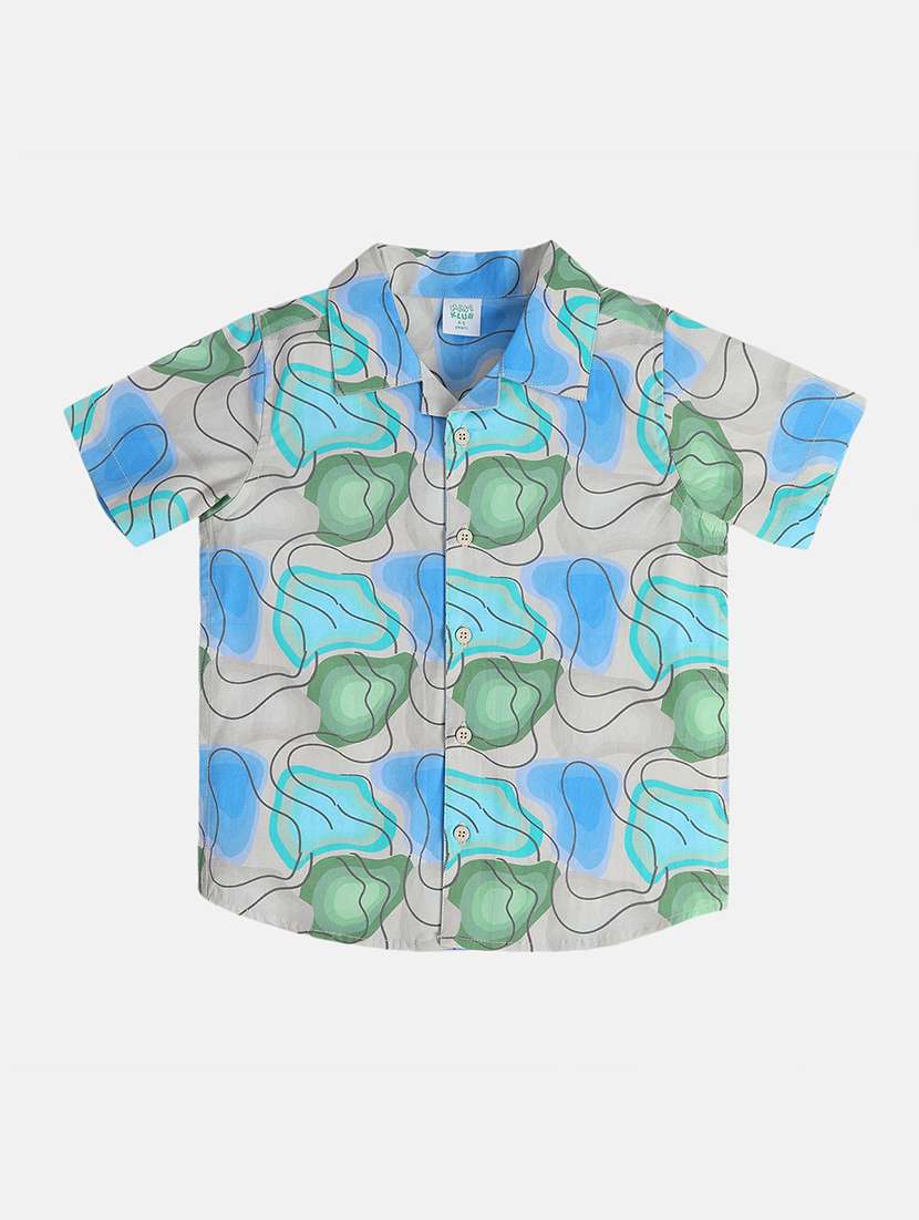boys printed short sleeve collared shirt