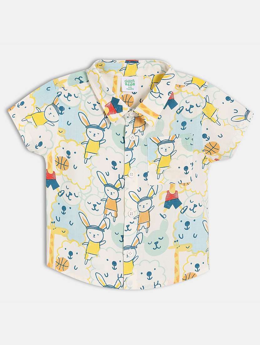 boys printed short sleeve collared shirt