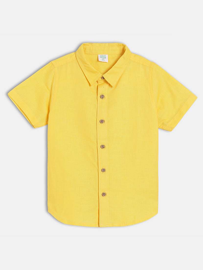 boys solid short sleeve collared shirt