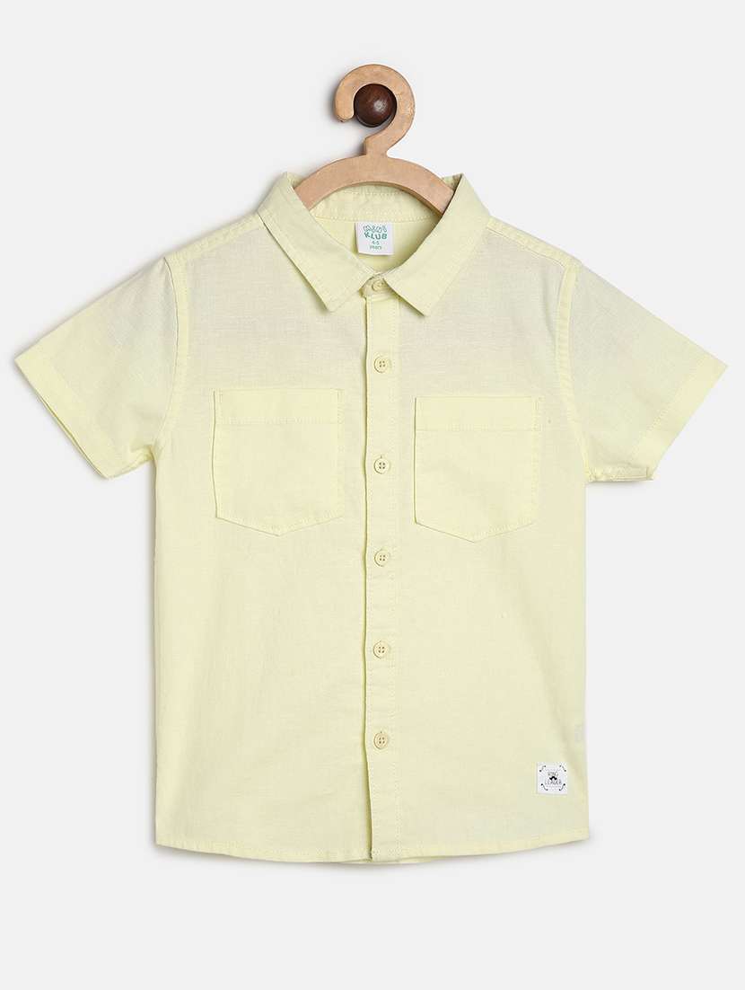 boys solid short sleeve collared shirt