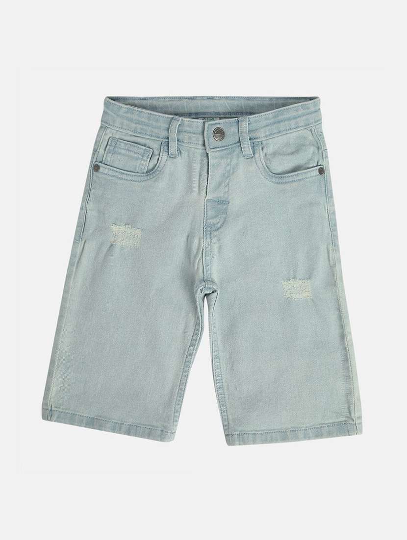 boys solid mid rise denim shorts