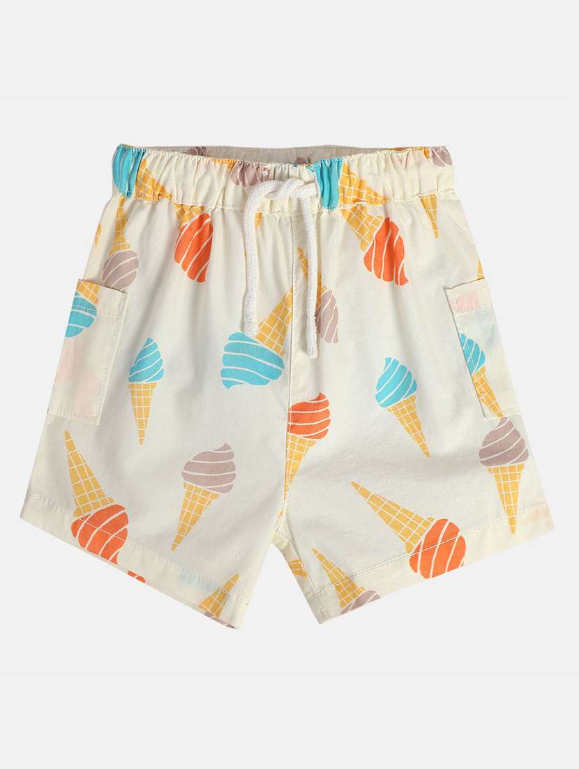 boys printed mid rise regular fit shorts
