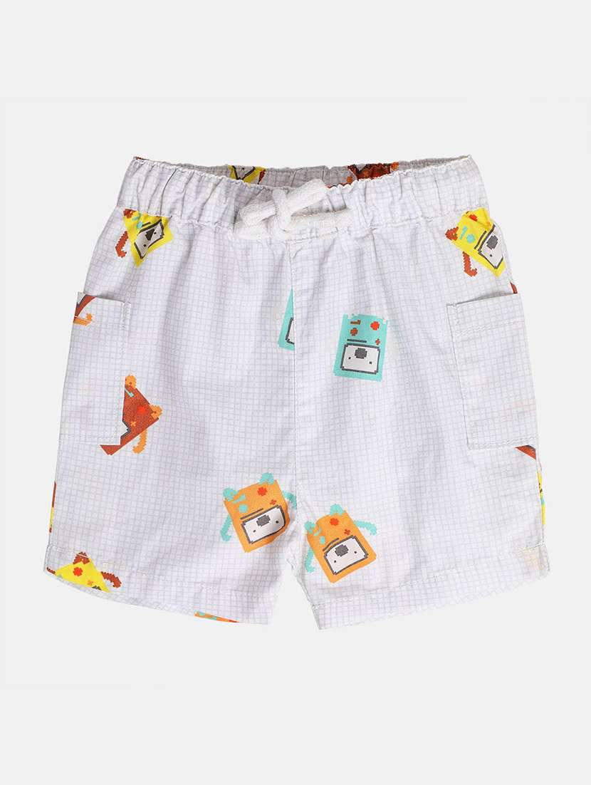 boys printed mid rise regular fit shorts 