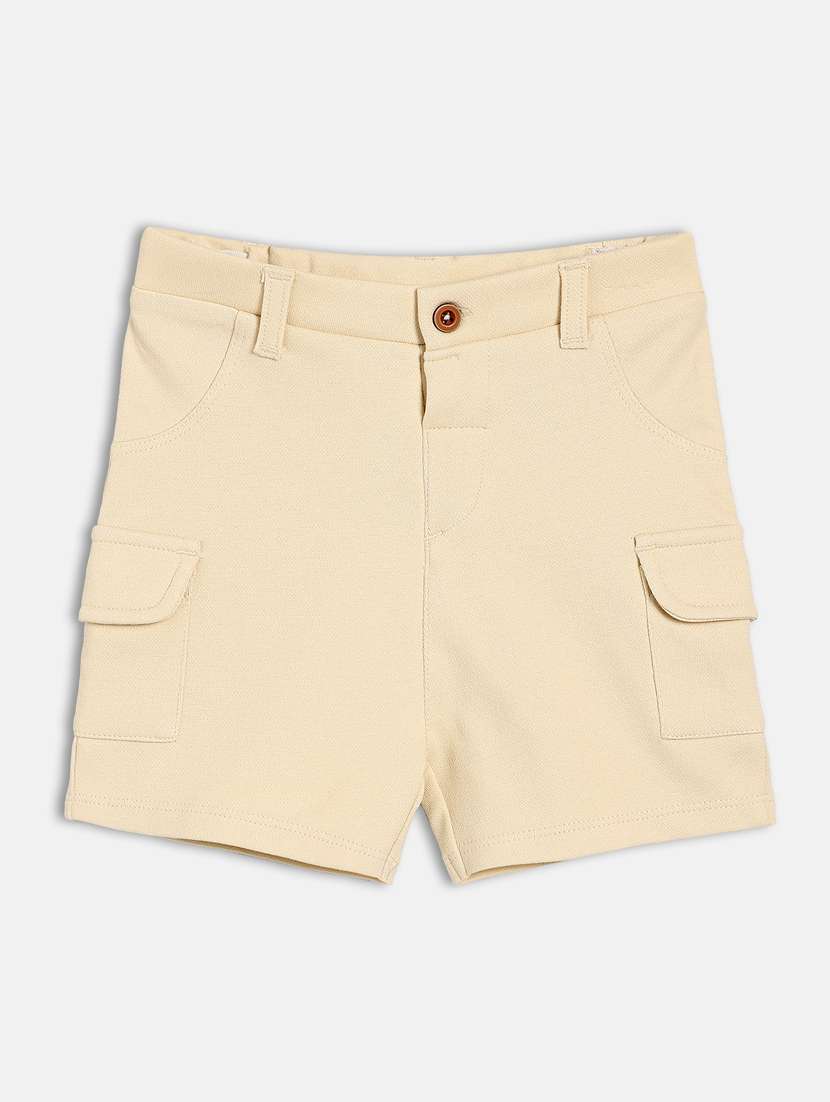 boys solid mid rise regular fit cargo shorts