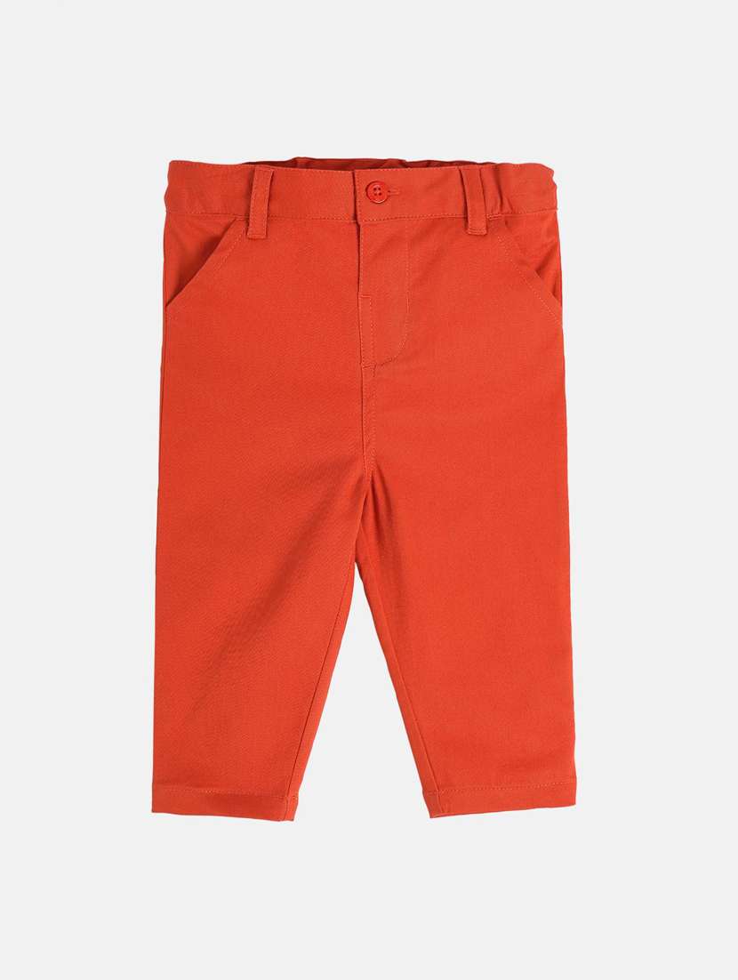 boys solid mid rise chinos