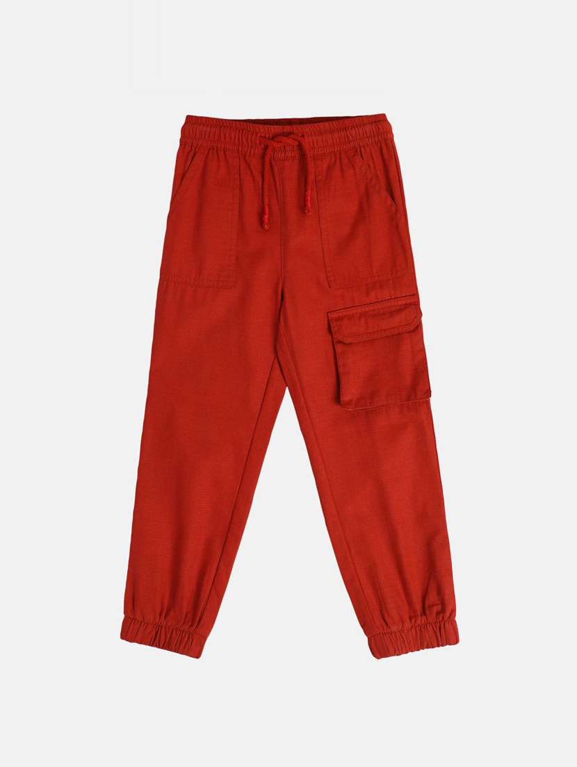 boys solid mid rise cargo jogger