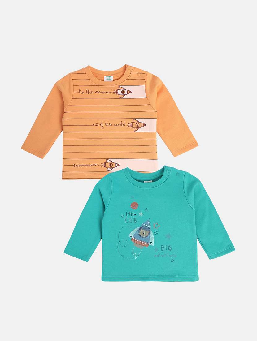 boys pack of 2 printed long sleeve t-shirt