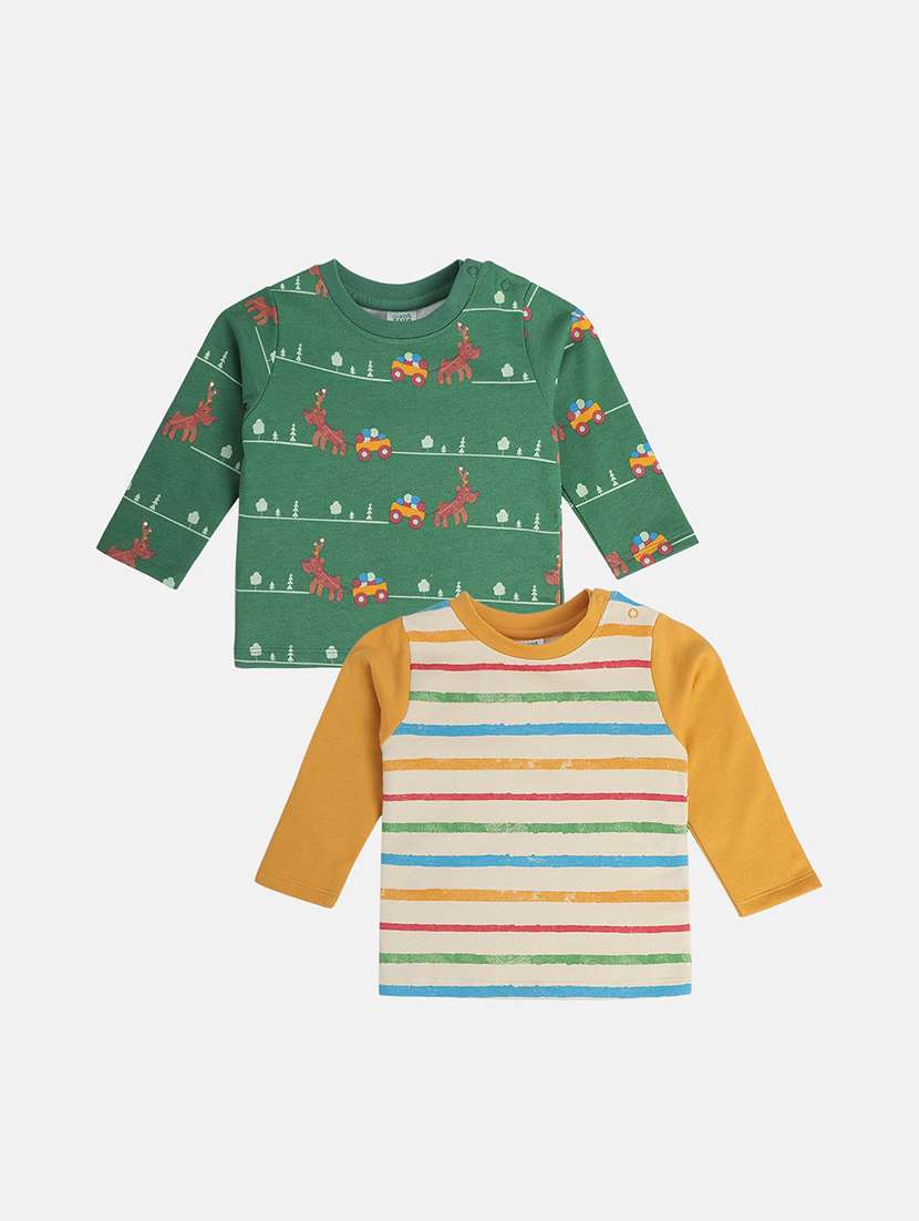 boys pack of 2 printed long sleeve t-shirt