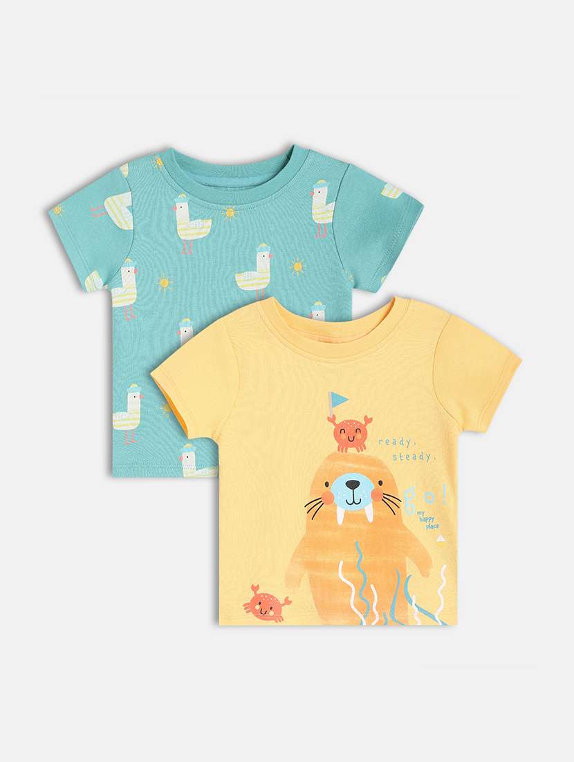 boys pack of 2 printed short sleeve t-shirt
