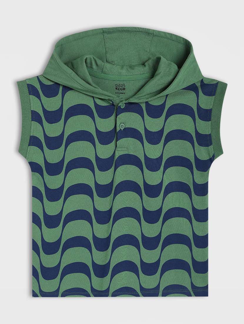 boys printed sleeveless hooded t-shirt