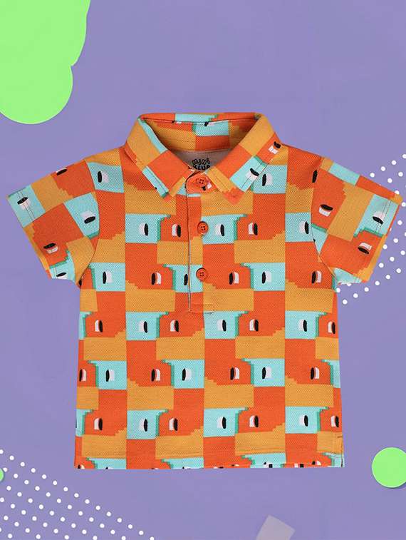 kids geometric short sleeve polo t-shirt