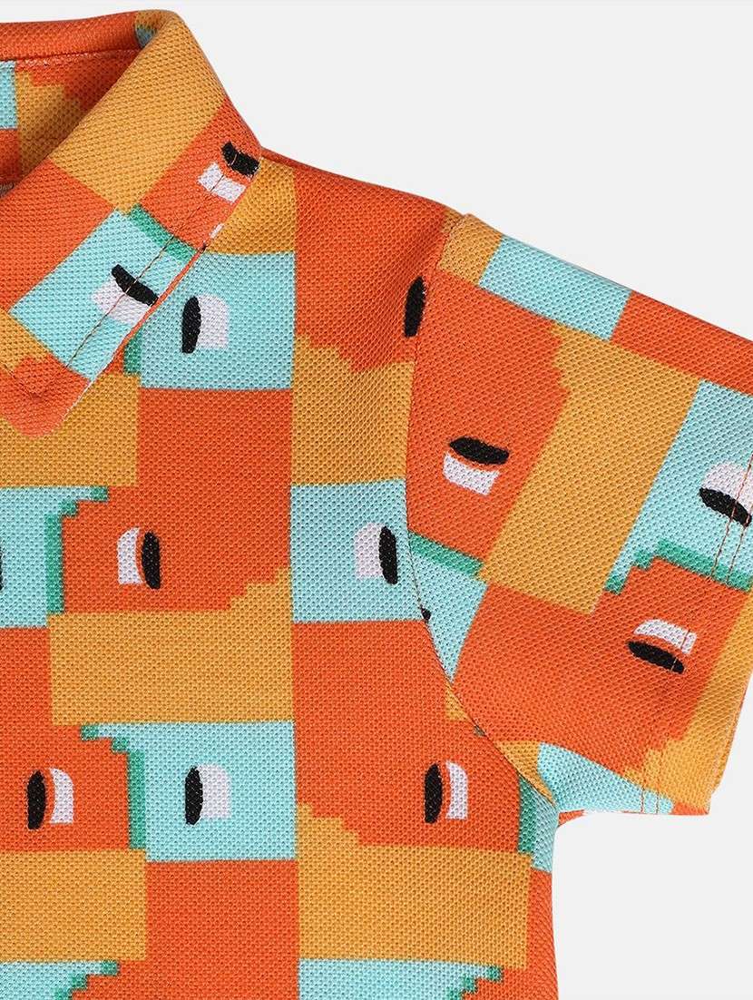 kids geometric short sleeve polo t-shirt - 22107007 -  Standard Image - 3