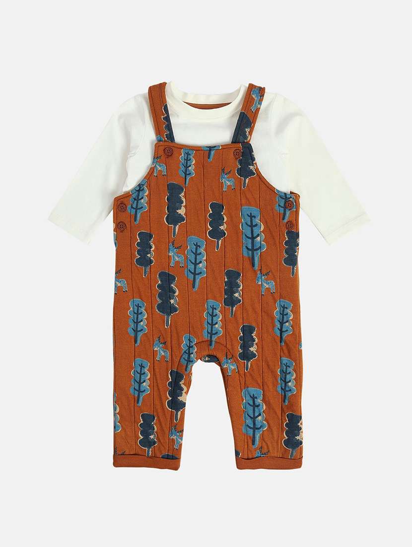 boys printed t-shirt and dungree set