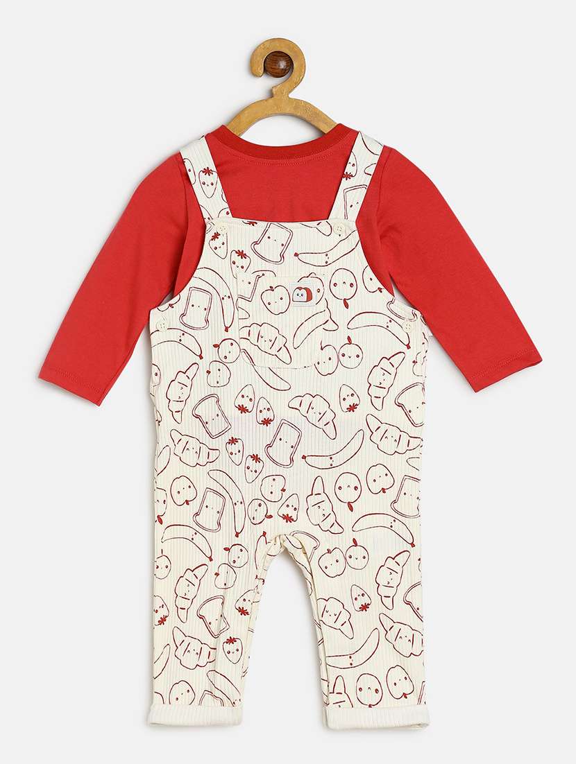 boys printed t-shirt and dungree set