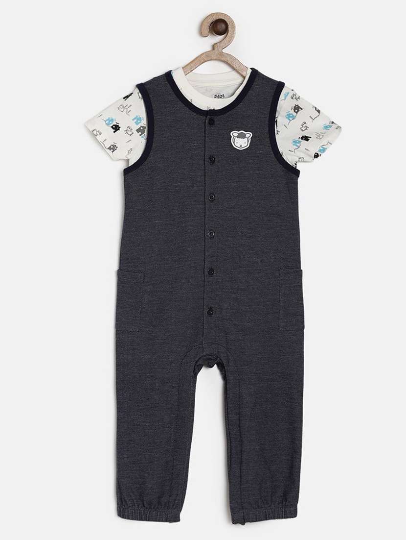 boys printed t-shirt and dungree set