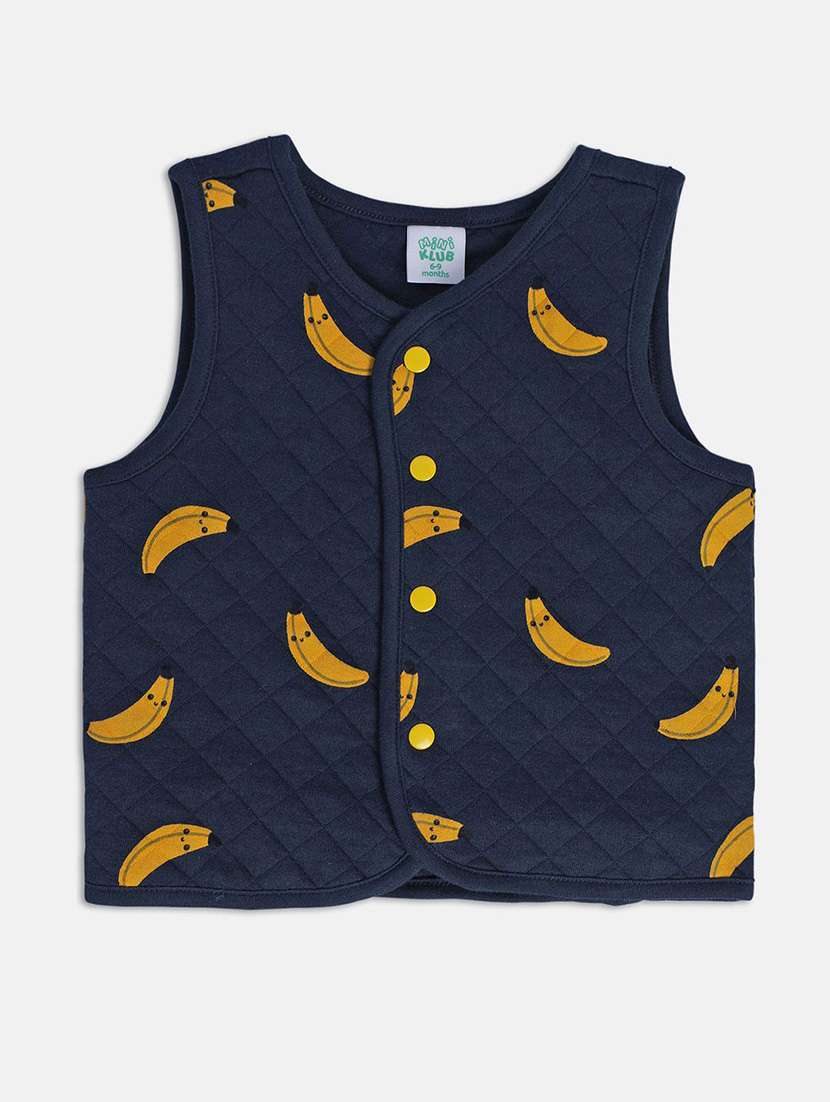 boys printed sleeveless quilted jacket